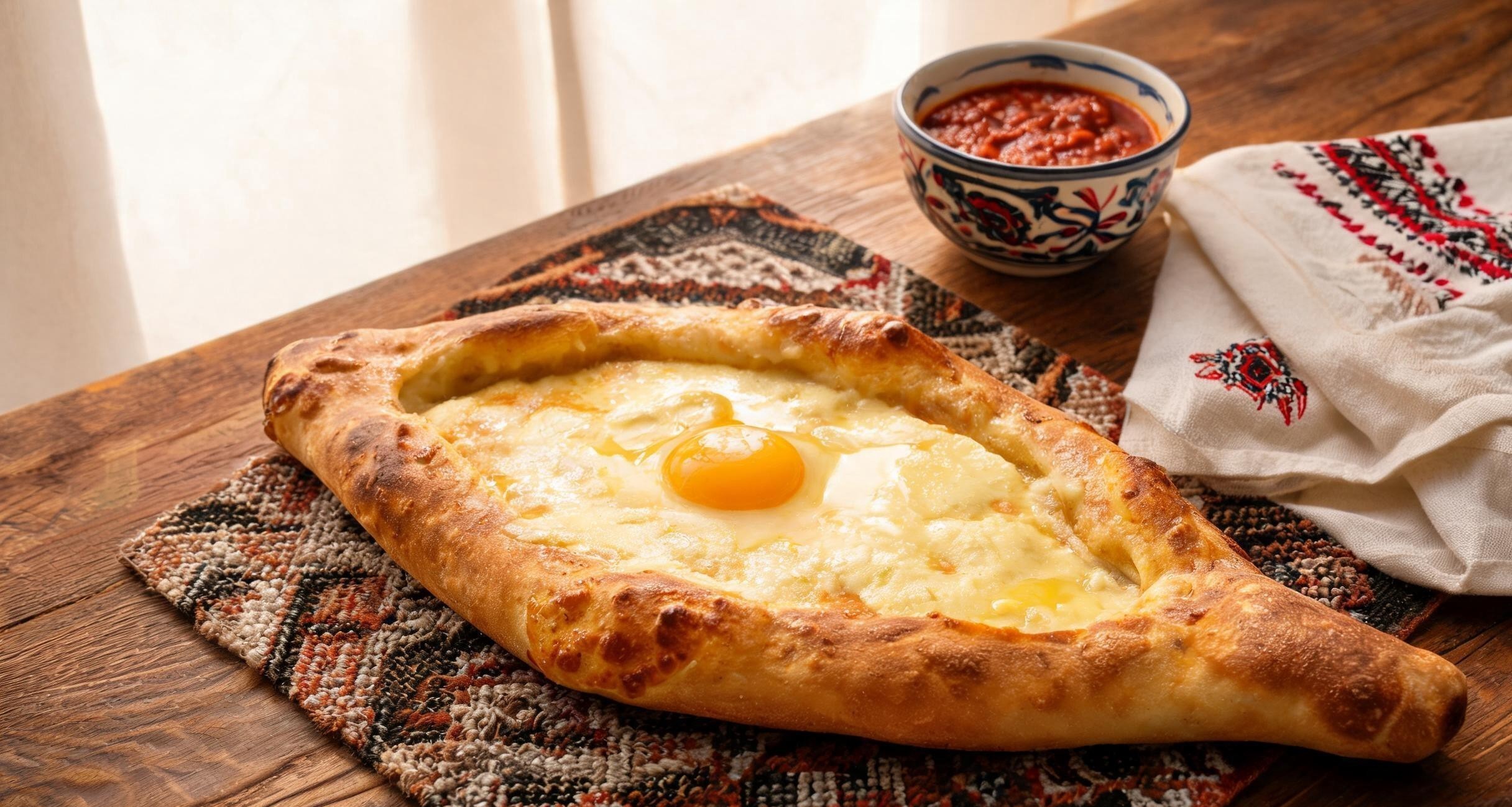 Khachapuri: The Georgian Cheese Bread That Arrives With a Raw Egg on Top