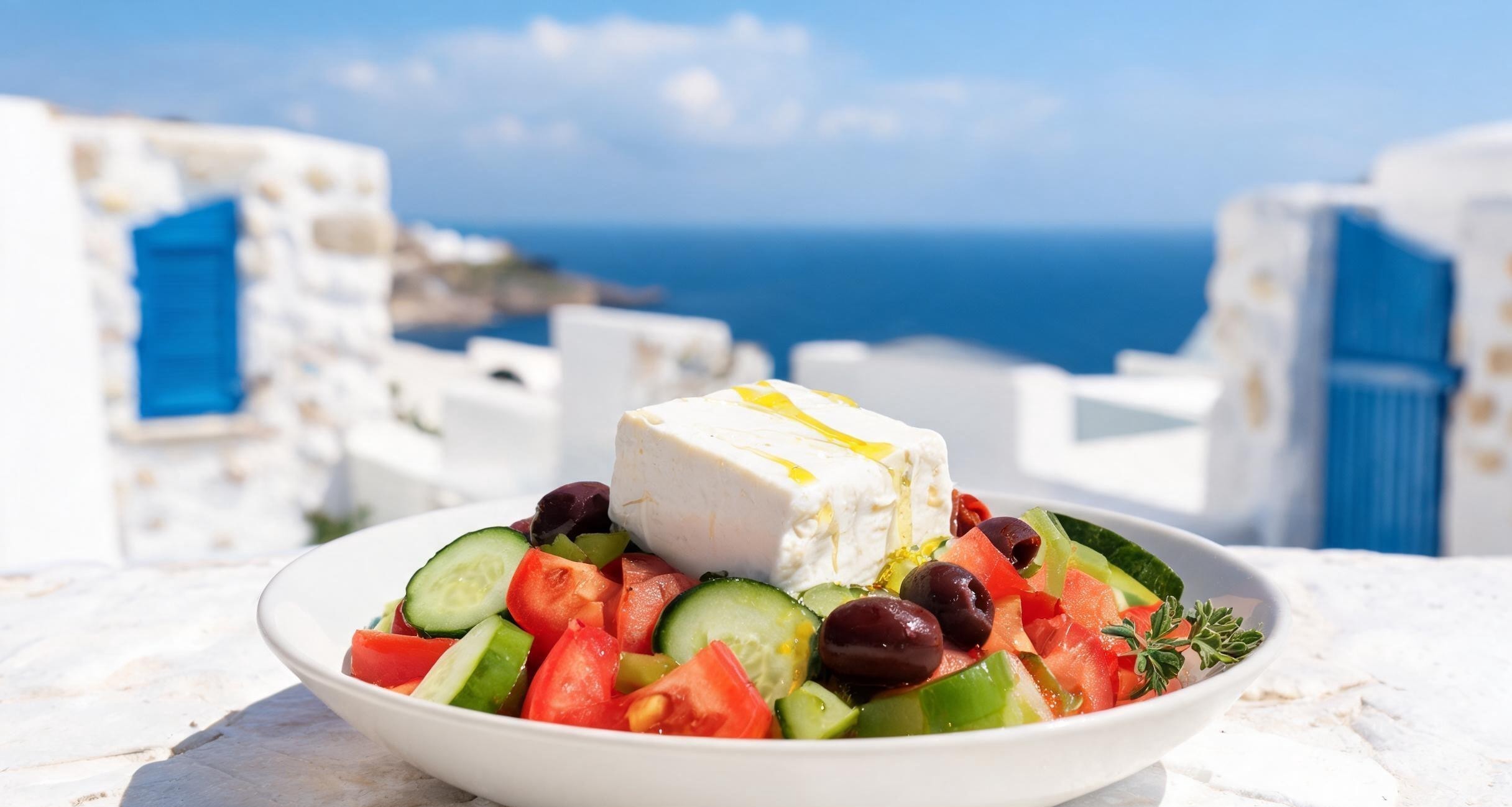 The Real Greek Salad: No Lettuce, No Croutons, Just Tomatoes, Feta, and Olive Oil