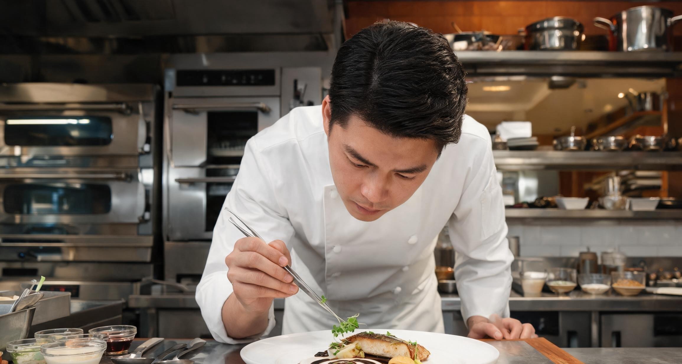 Plating at a farm-to-table restaurant