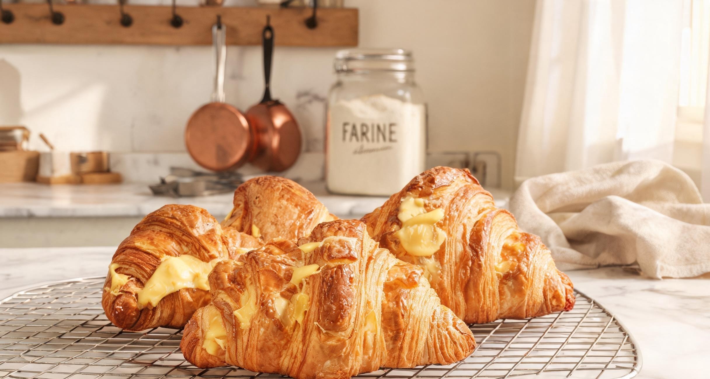 Rolled croissant dough showing visible layers after multiple fold cycles