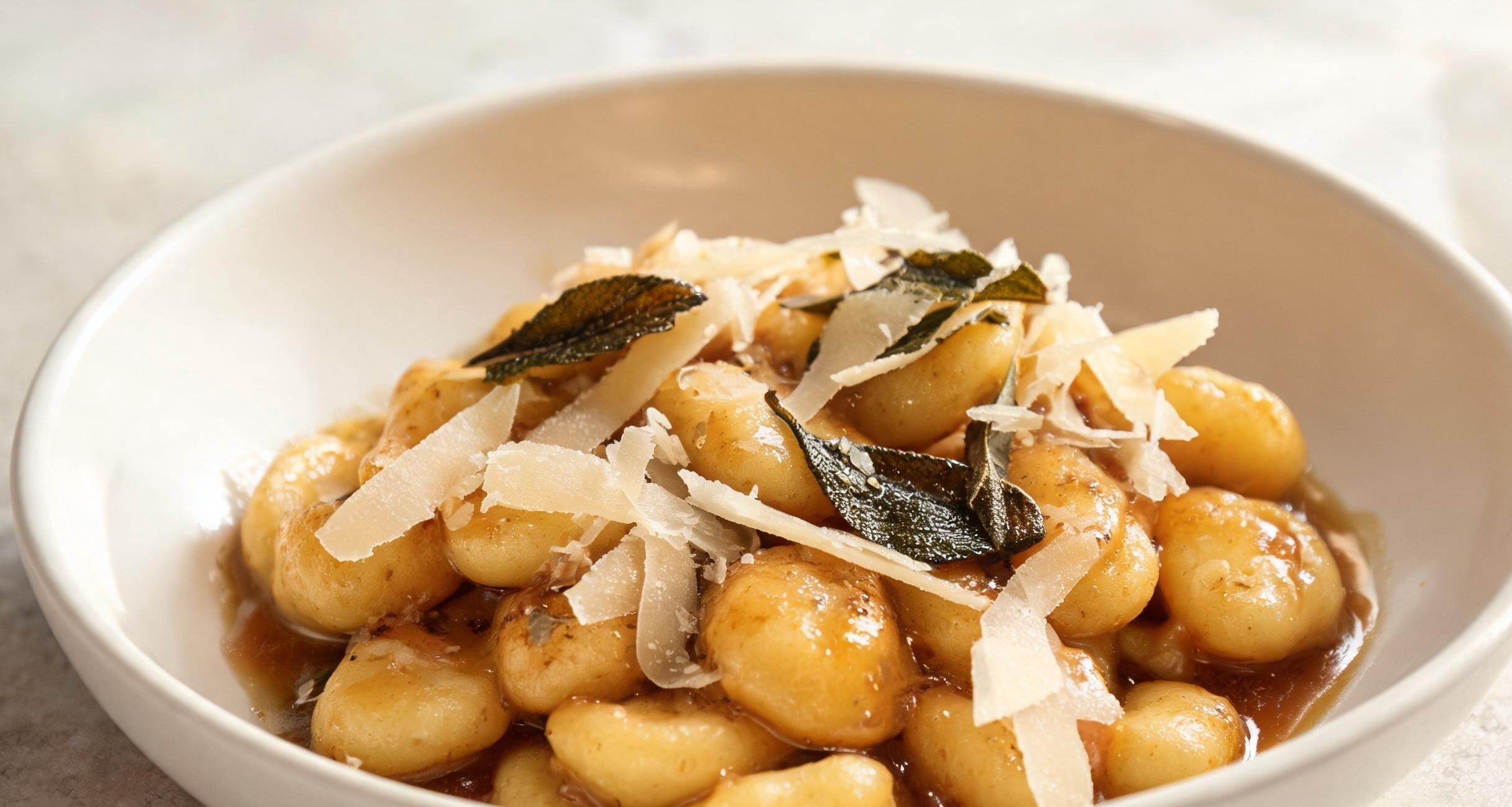 Gnocchi pieces rolled over the tines of a fork to create ridges
