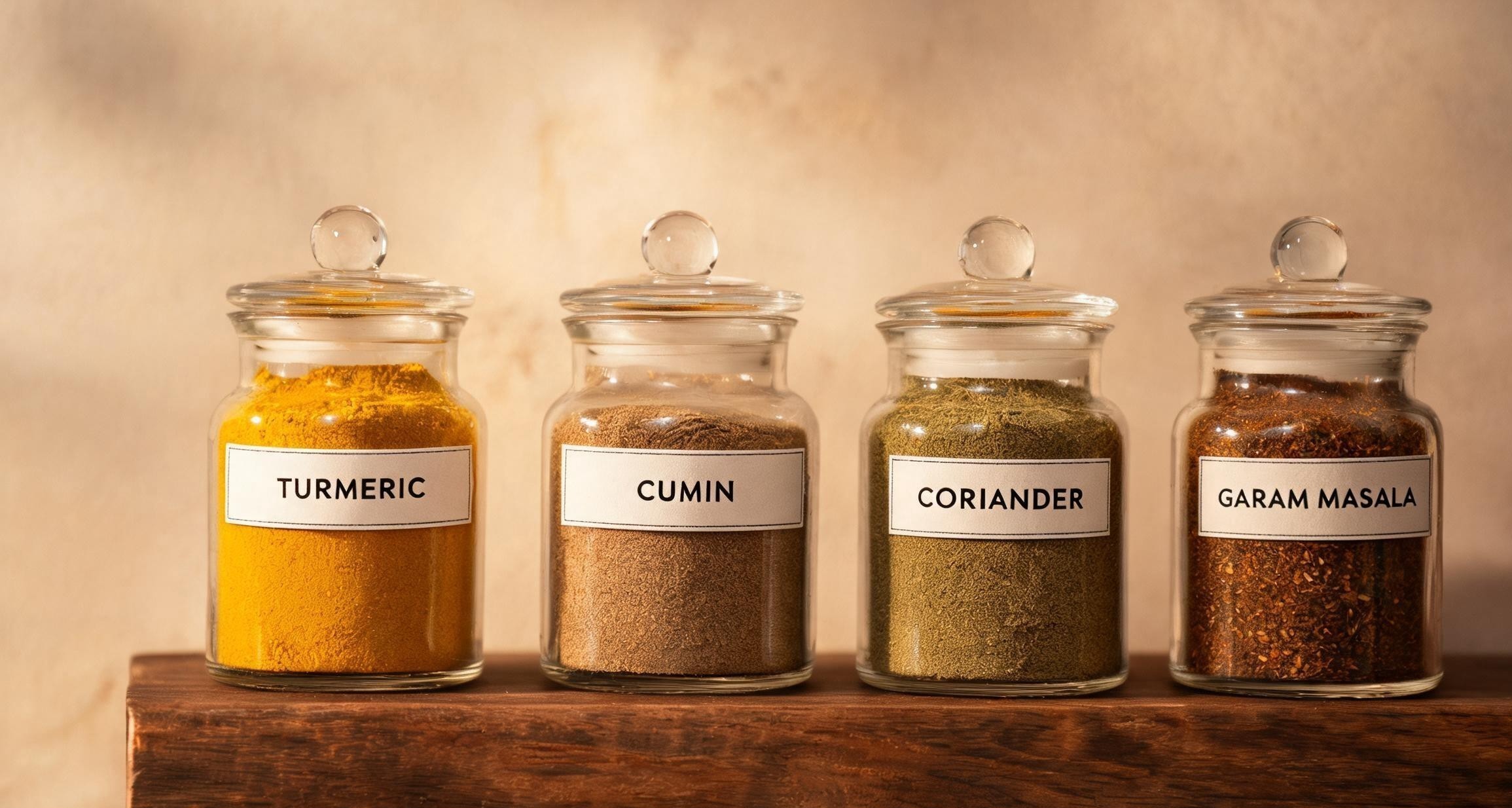 Indian spices displayed at Darjeeling Express