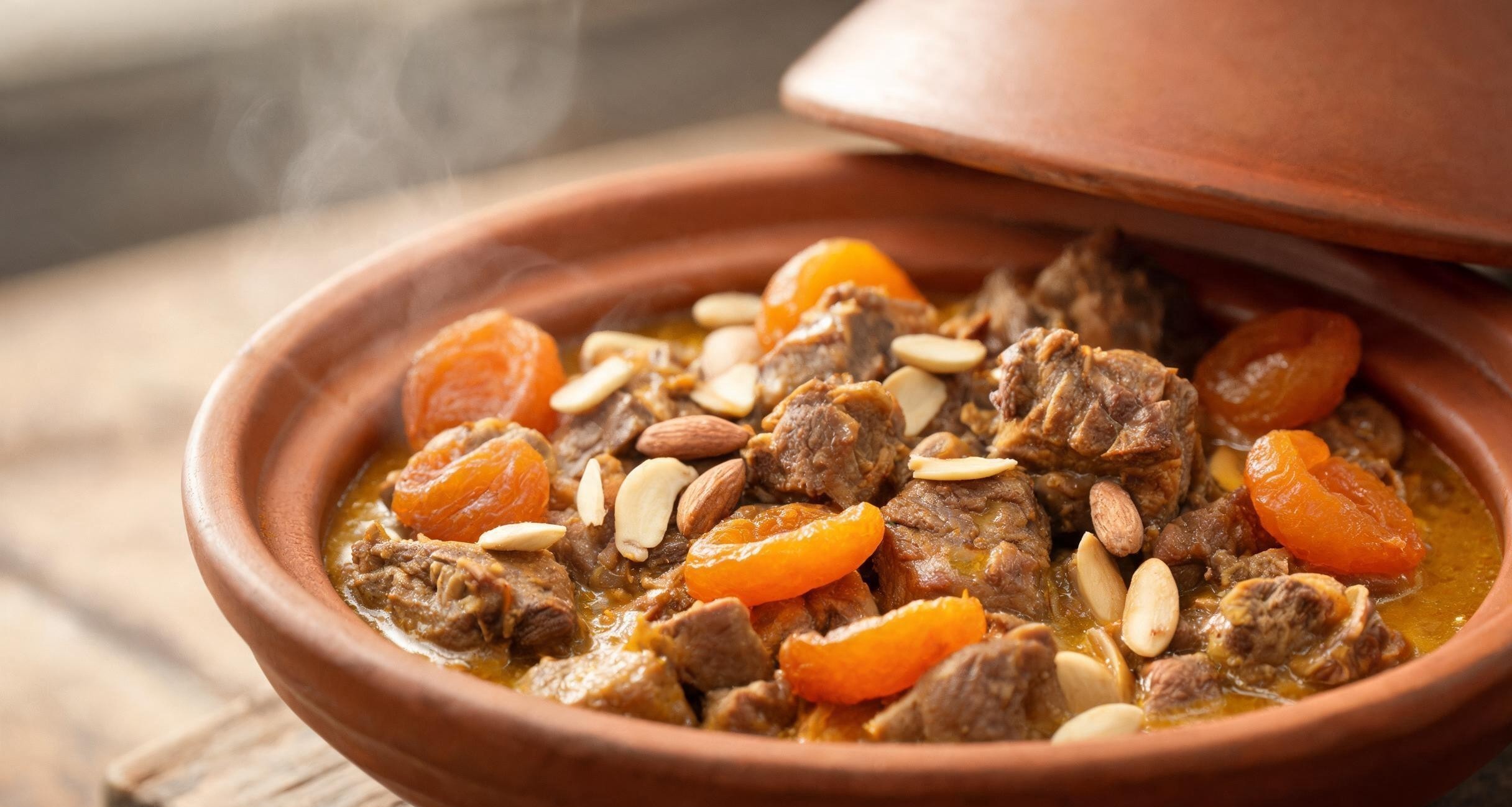 Lamb shoulder pieces browning in a Dutch oven with onions and spices