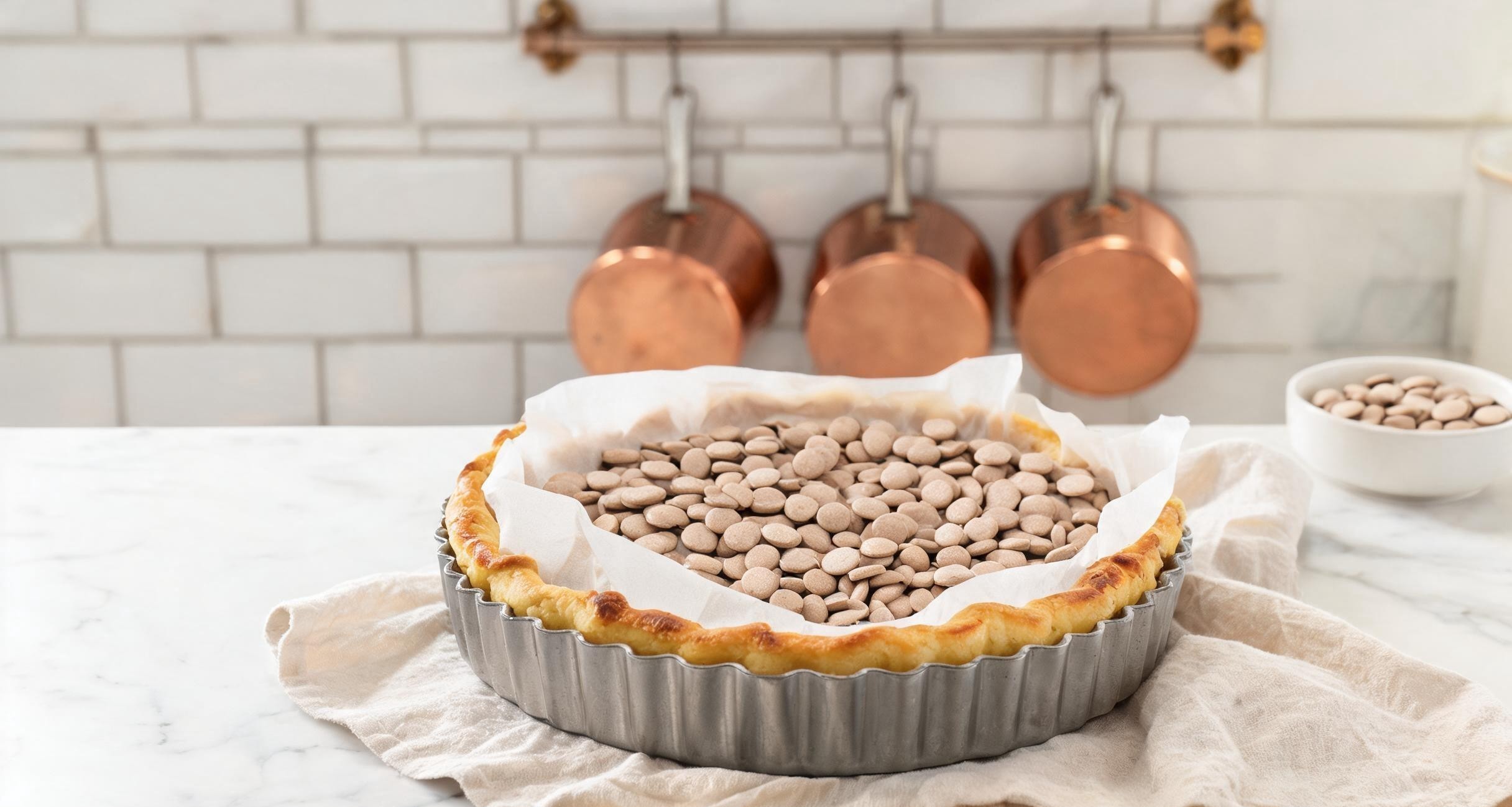 Brown butter being poured into a bowl of flour for the tart crust dough