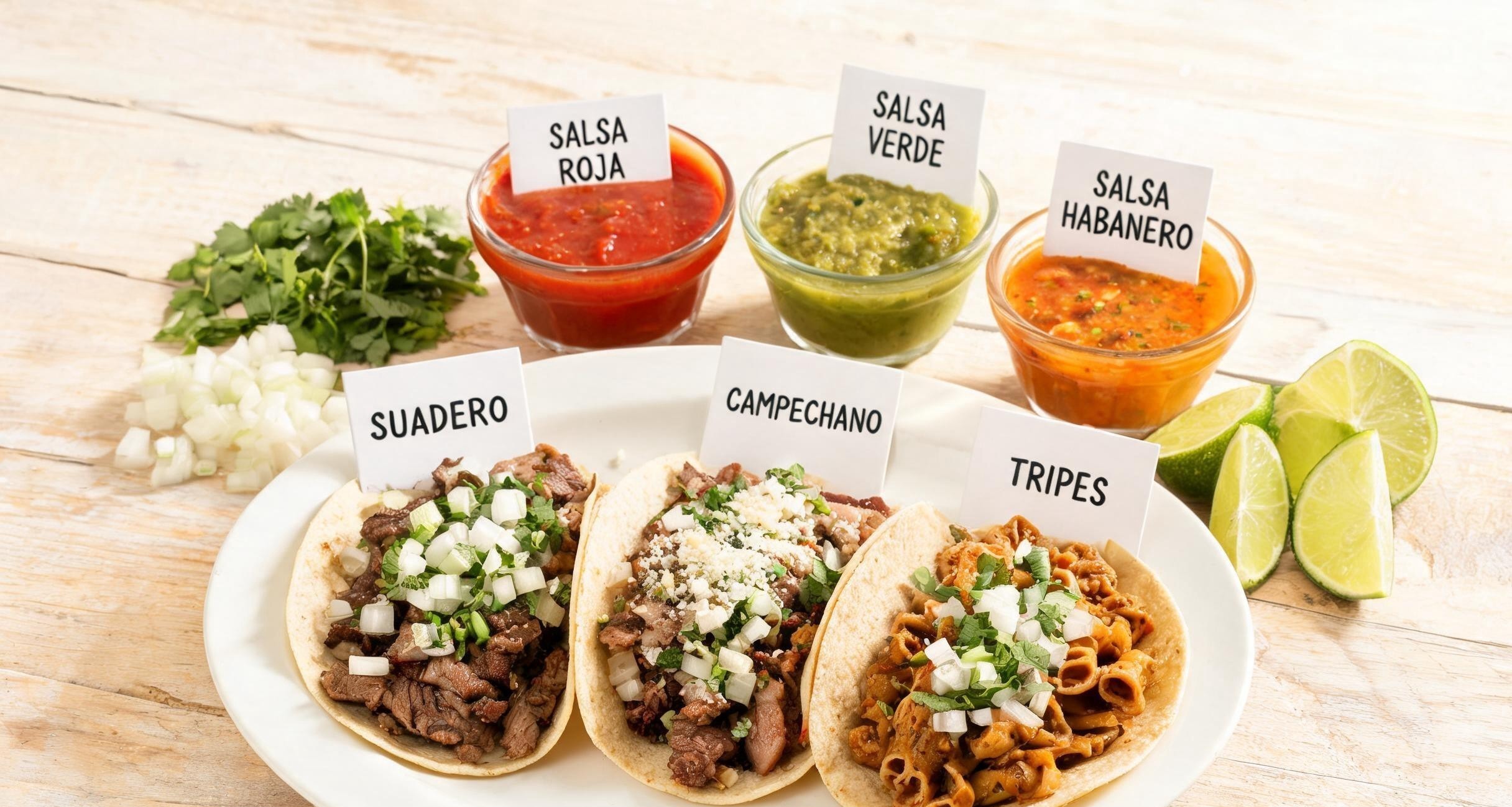A hand holding a small taco topped with cilantro and onion on a plastic plate